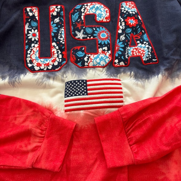 NWOT Simply Southern Red White Blue Patriotic Flag USA Pullover Shirt SZ L - Picture 4 of 10